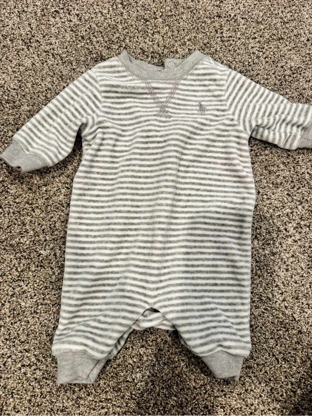Polo Ralph Lauren Striped Gray & White Baby One-Piece